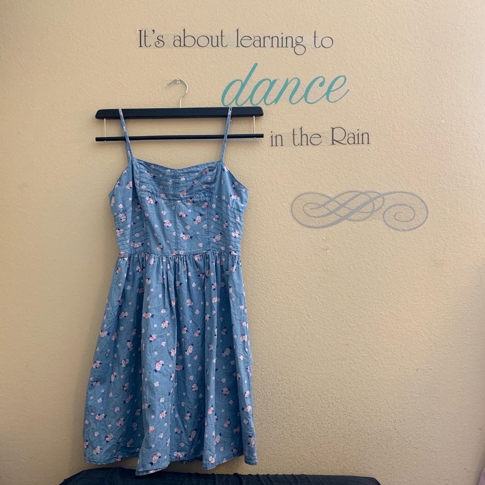 Denim Floral Bodice Dress